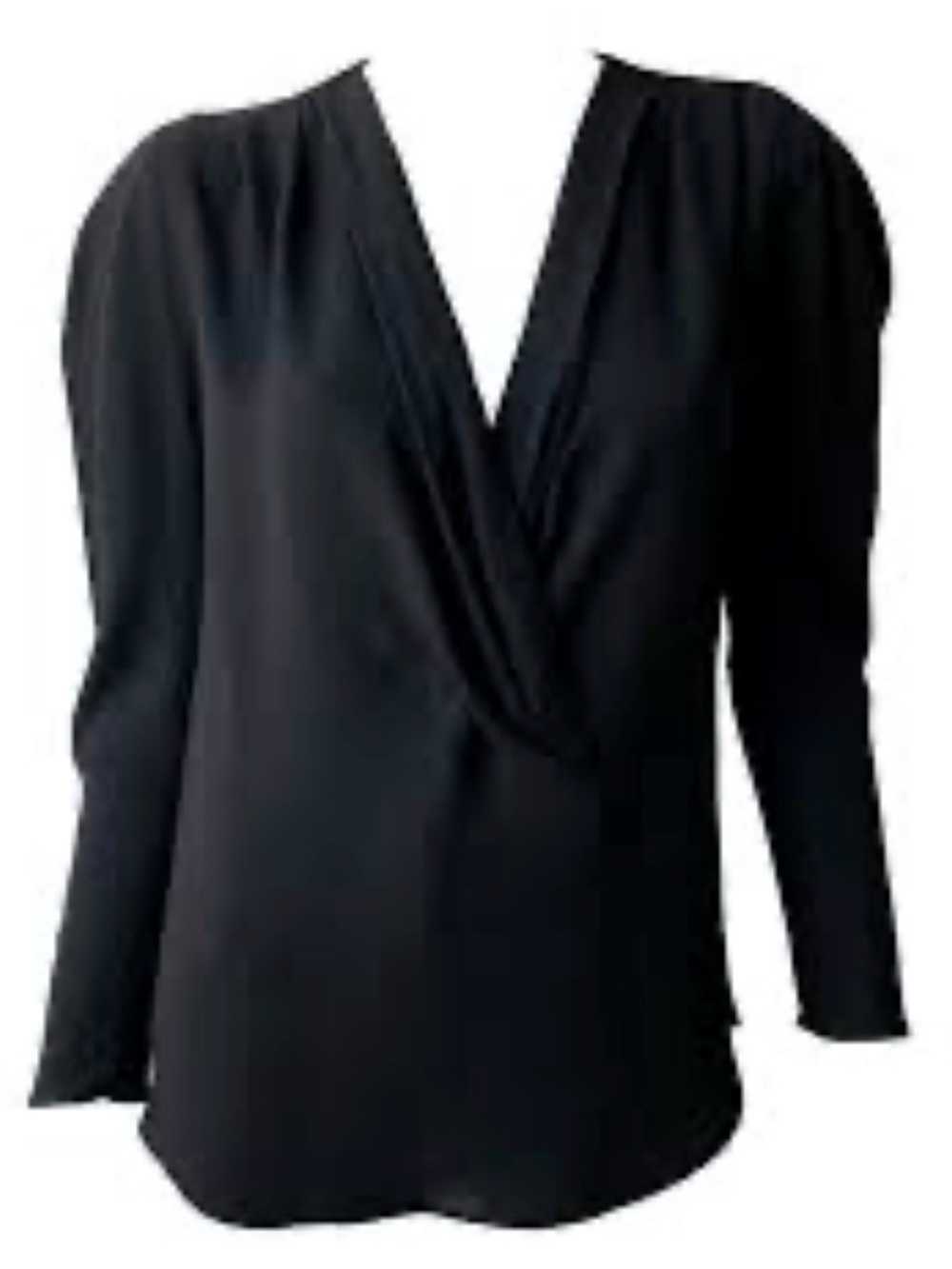 IRO Black Wrap-Front Long-Sleeve Blouse
